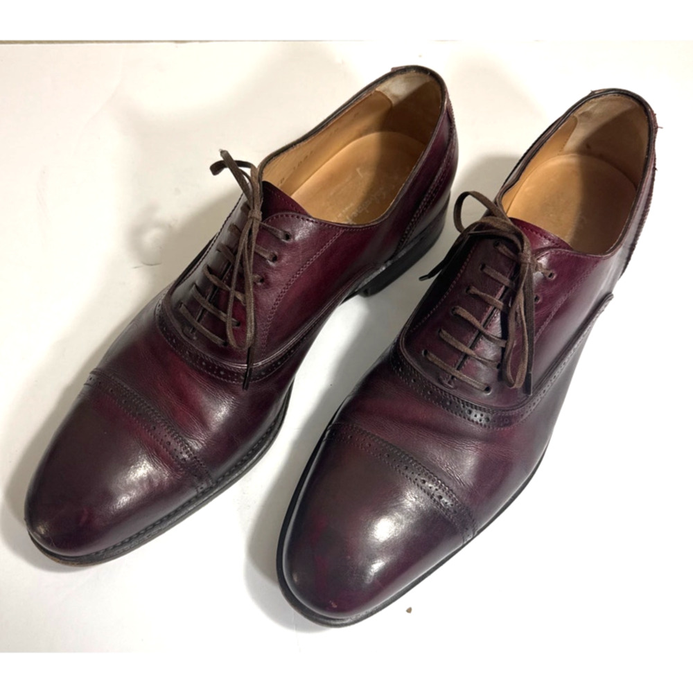 Salvadore Ferragamo Leather Oxford CapToe Burgundy Dress Shoe Size 7.5